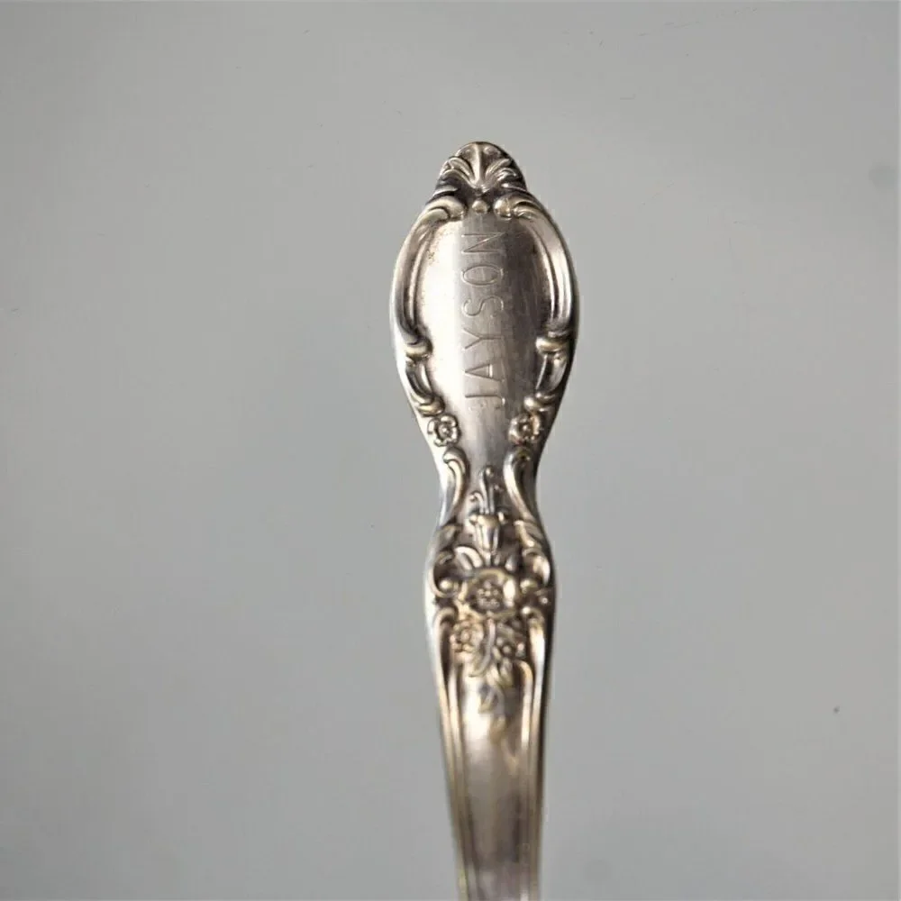 Vintage Baby Spoon Engraved JAYSON Victorian Rose Pattern Wm Rogers & Sons IS